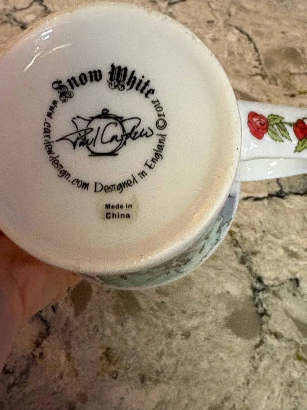 Snow White Accent Mug with Red Rose Detail Paul Cardew